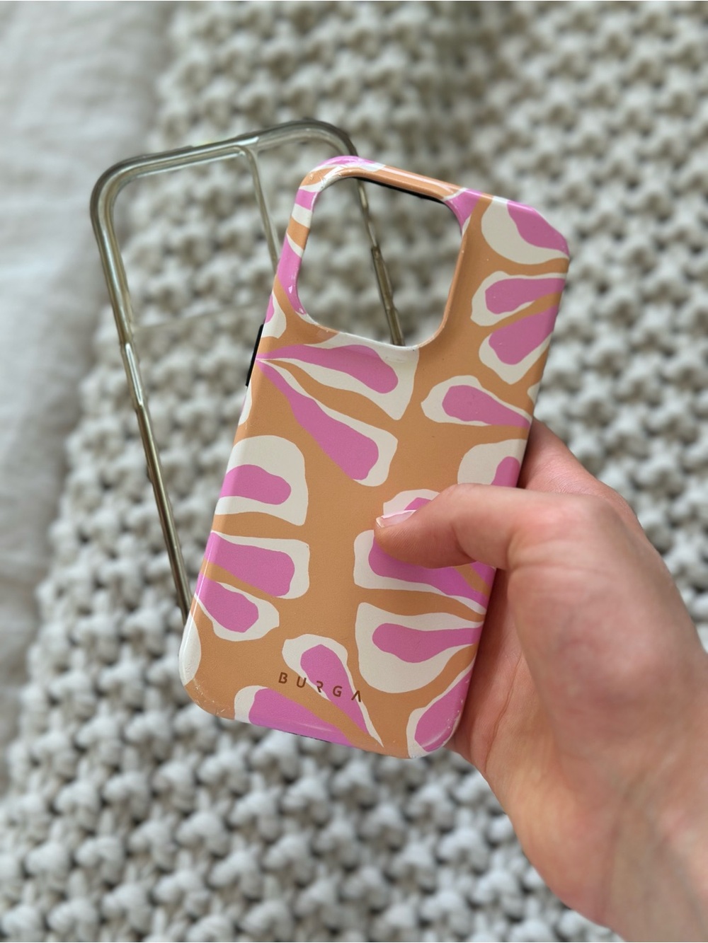 Pink & orange Abstract Pattern Phone Case, clear case too iPhone 14pro